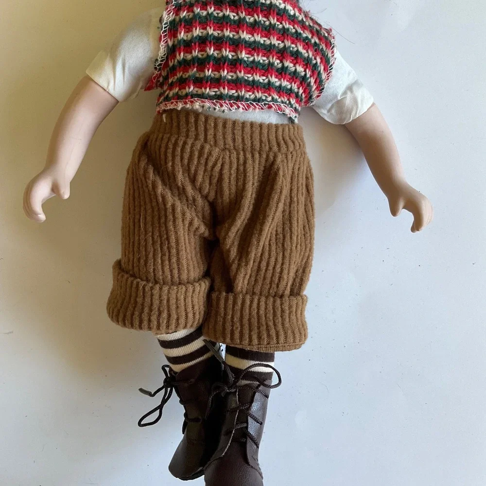 Vintage Porcelain Boy Doll Green‎ Eyes Knit Vest Corduroy Pants 12